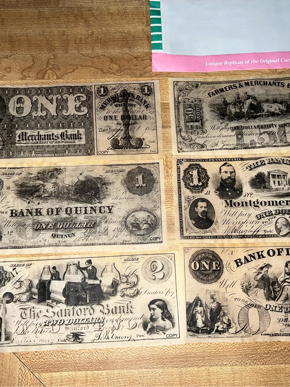 Vintage Reproduction Banknote Print Set